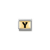 Nomination Composable Classic SCHWARZE BUCHSTABEN Edelstahl und 18K-Gold (25_Y)